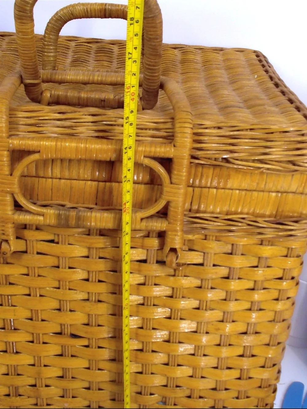 Vintage Wicker Picnic Basket Set with Dish Set - RARE Antique 18 PIECES